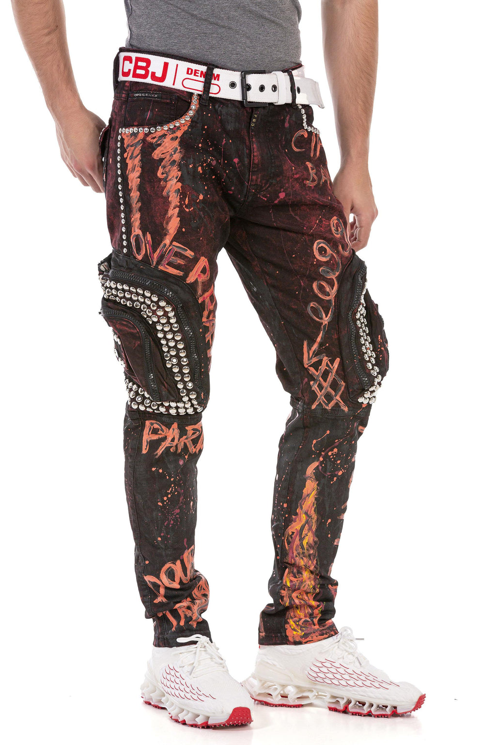 CD693 Hand-Painted Cargo Men's Jeans