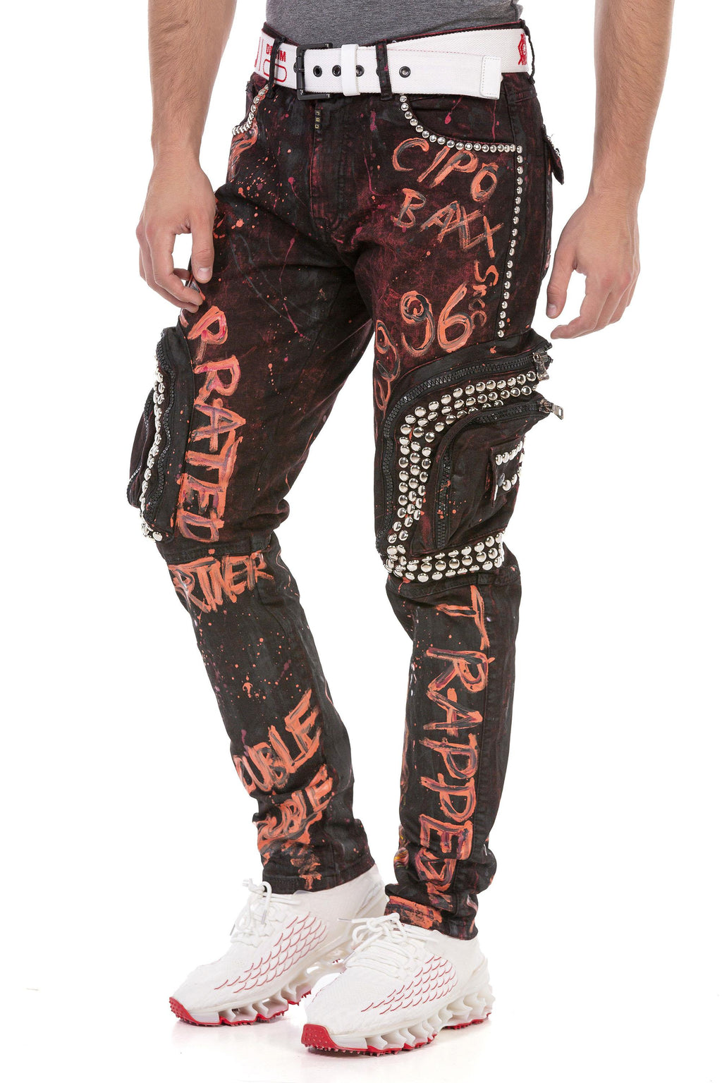 CD693 Hand-Painted Cargo Men's Jeans