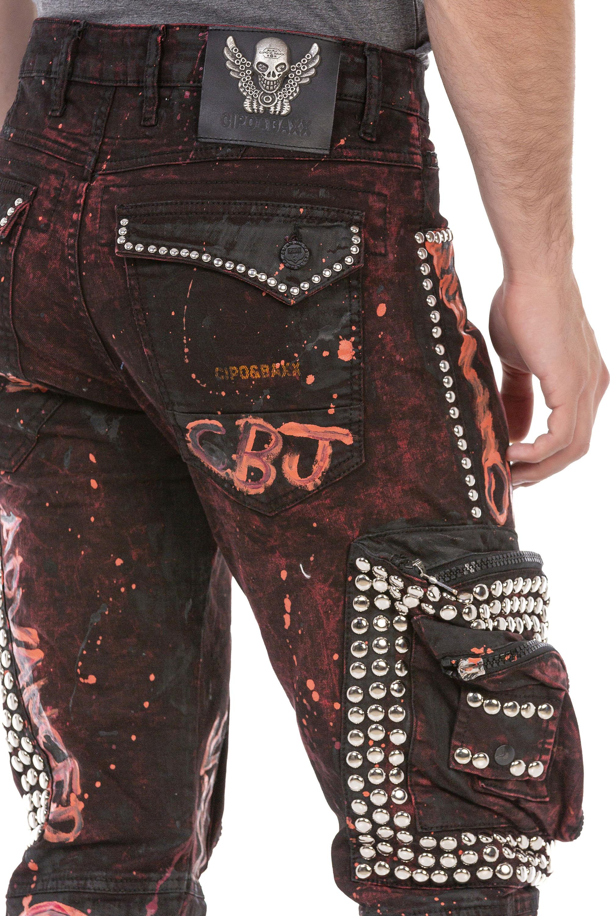 CD693 Hand-Painted Cargo Men's Jeans
