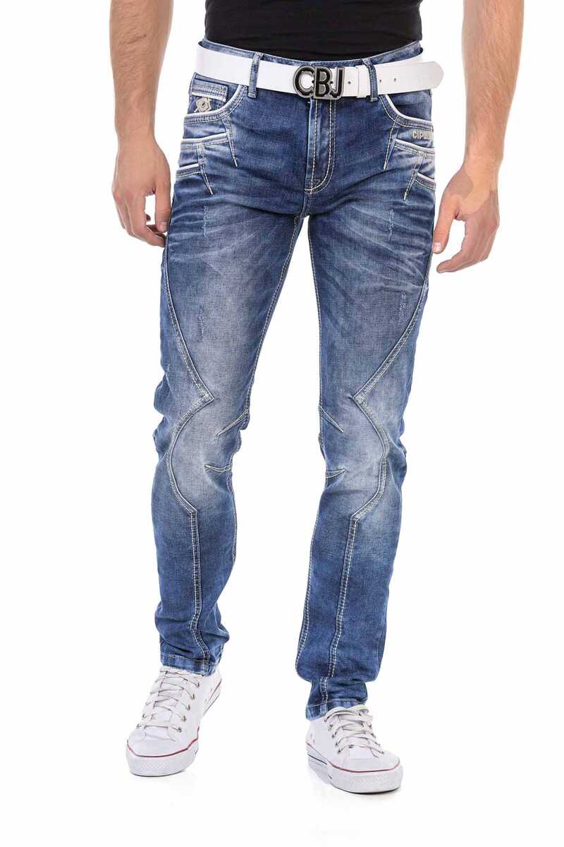 CD695 Pocket Embroidery Paneled Men's Jeans