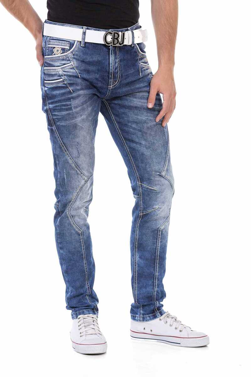 CD695 Pocket Embroidery Paneled Men's Jeans