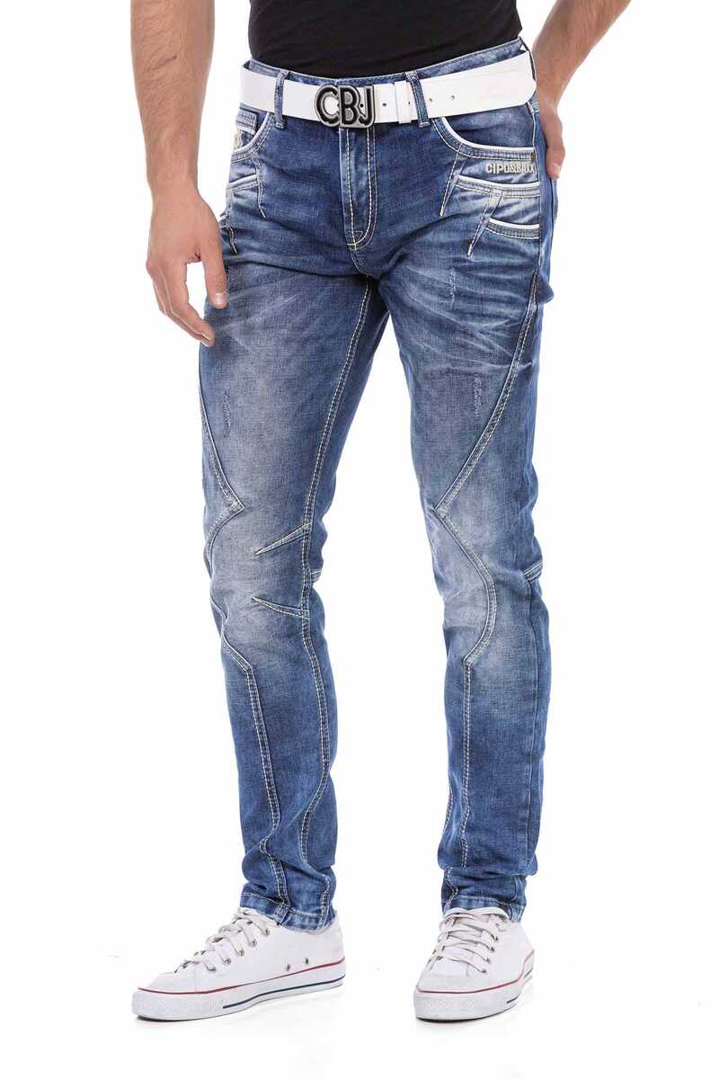 CD695 Pocket Embroidery Paneled Men's Jeans