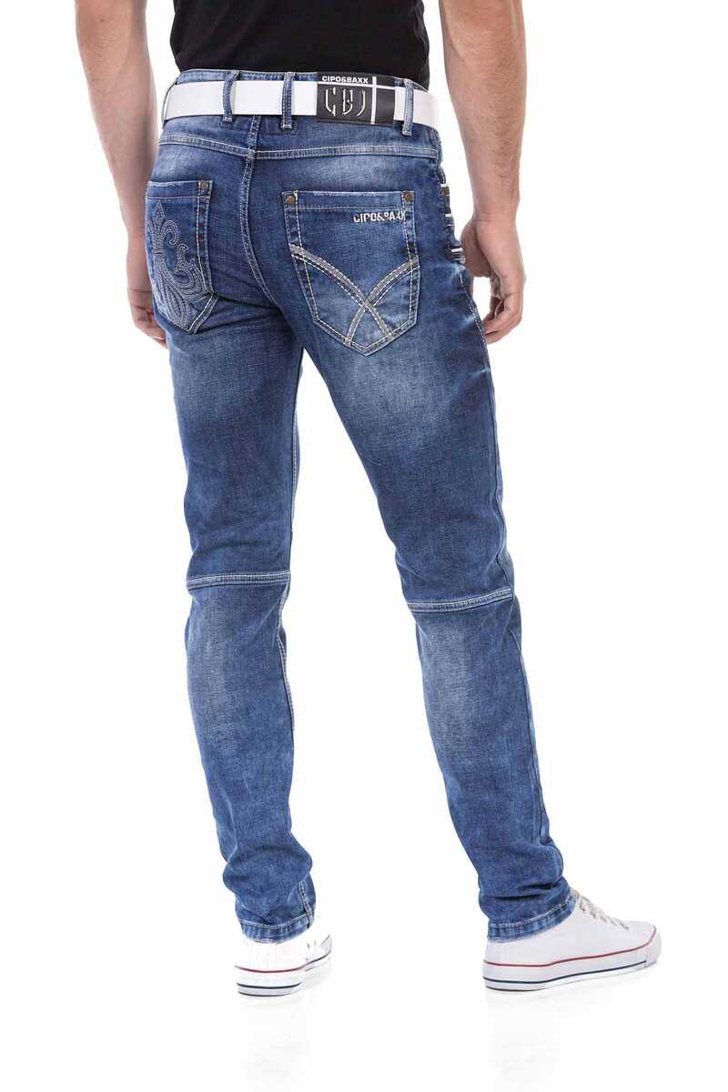 CD695 Pocket Embroidery Paneled Men's Jeans