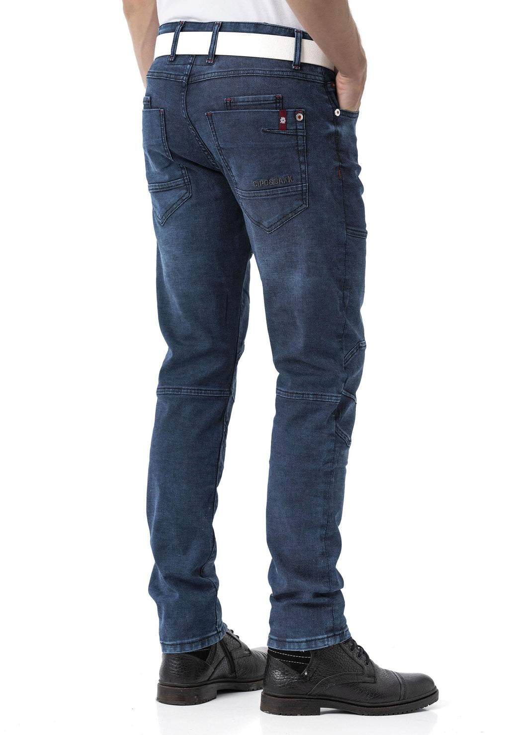 CD699 Hidden Pocket Paneled Biker Style Men's Jeans