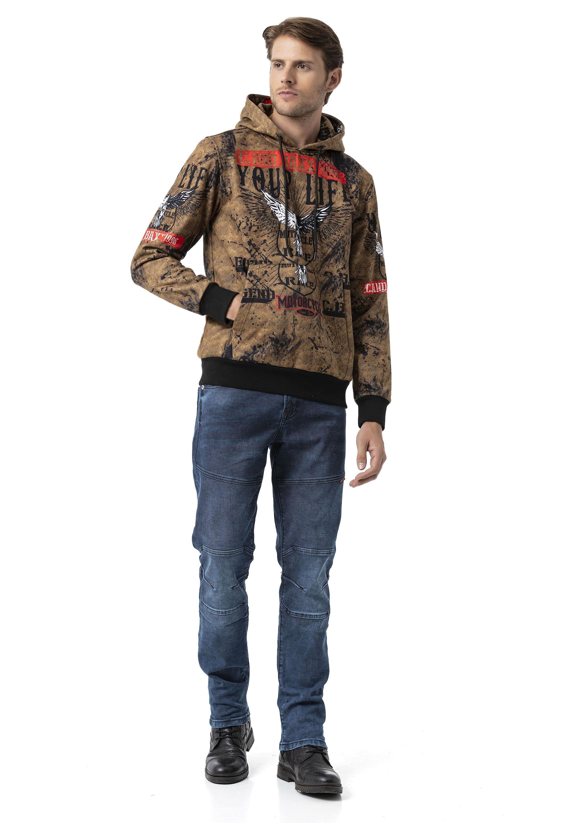 CD699 Hidden Pocket Paneled Biker Style Men's Jeans