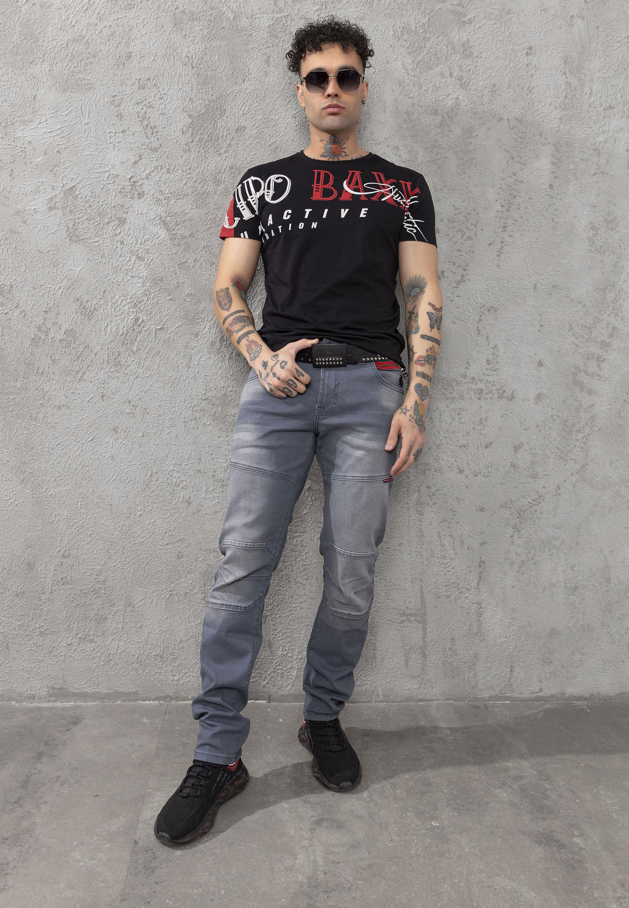 CD699 Hidden Pocket Paneled Biker Style Men's Jeans