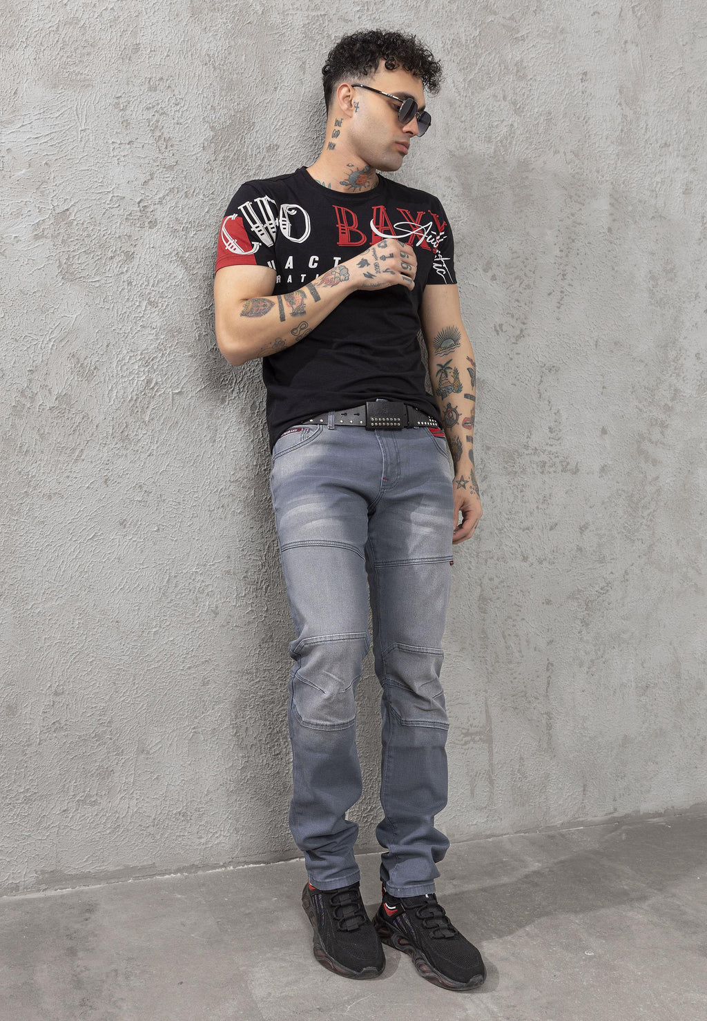 CD699 Hidden Pocket Paneled Biker Style Men's Jeans