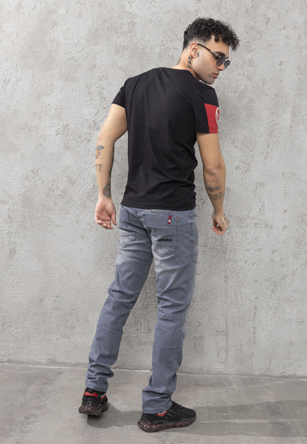 CD699 Hidden Pocket Paneled Biker Style Men's Jeans