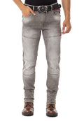 CD699 Hidden Pocket Paneled Biker Style Men's Jeans