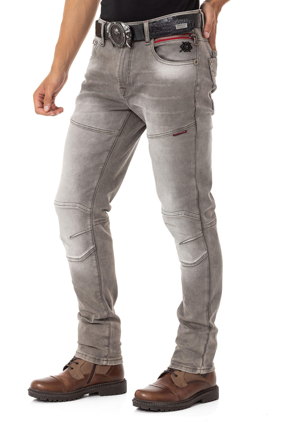 CD699 Hidden Pocket Paneled Biker Style Men's Jeans