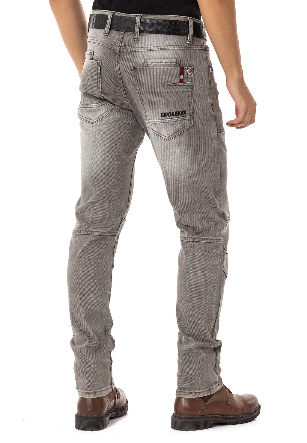 CD699 Hidden Pocket Paneled Biker Style Men's Jeans