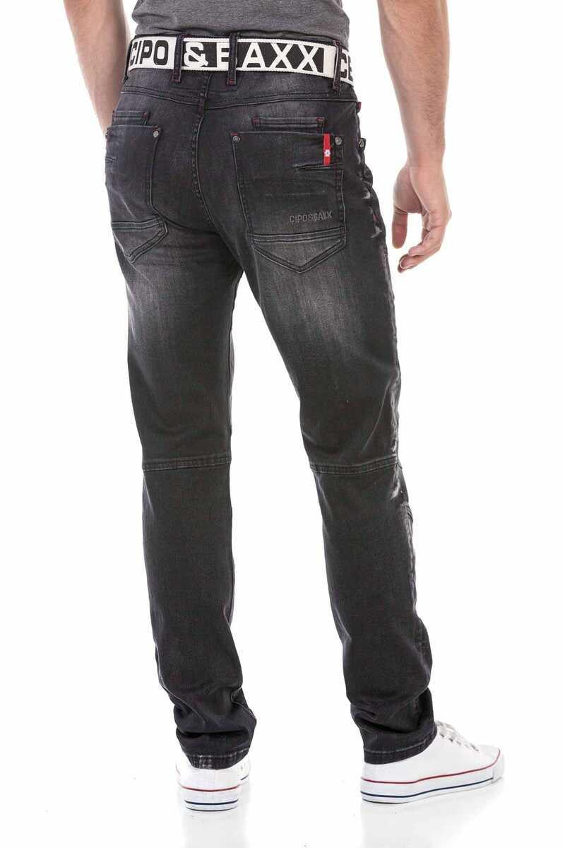 CD699 Hidden Pocket Paneled Biker Style Men's Jeans
