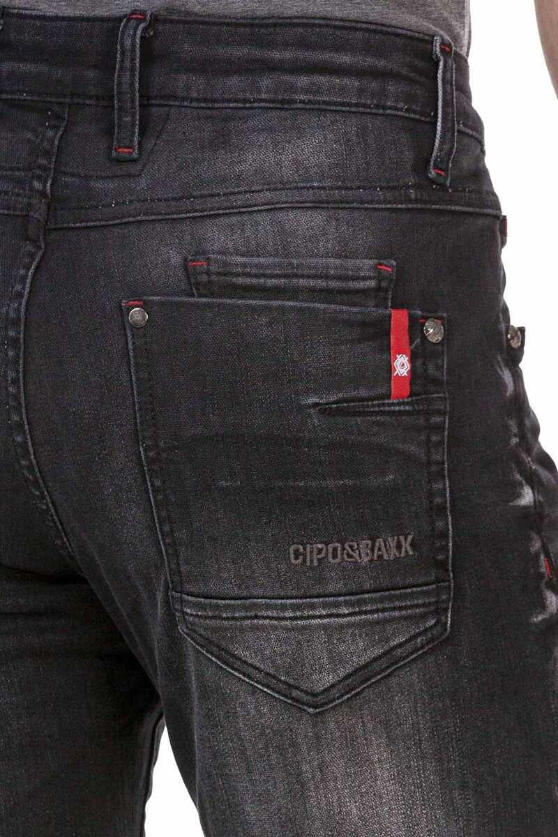 CD699 Hidden Pocket Paneled Biker Style Men's Jeans