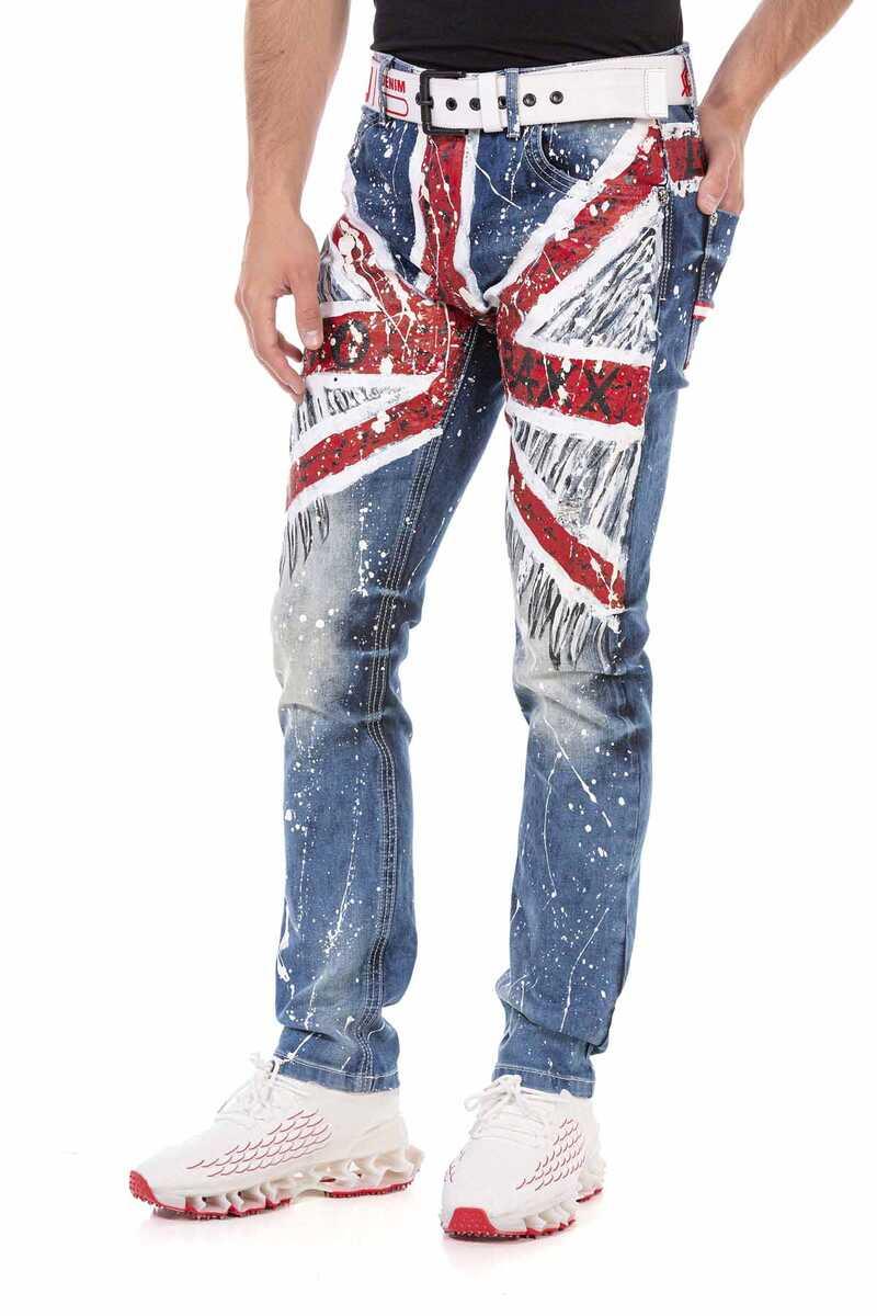 CD714 Great Britain Print Men's Jeans