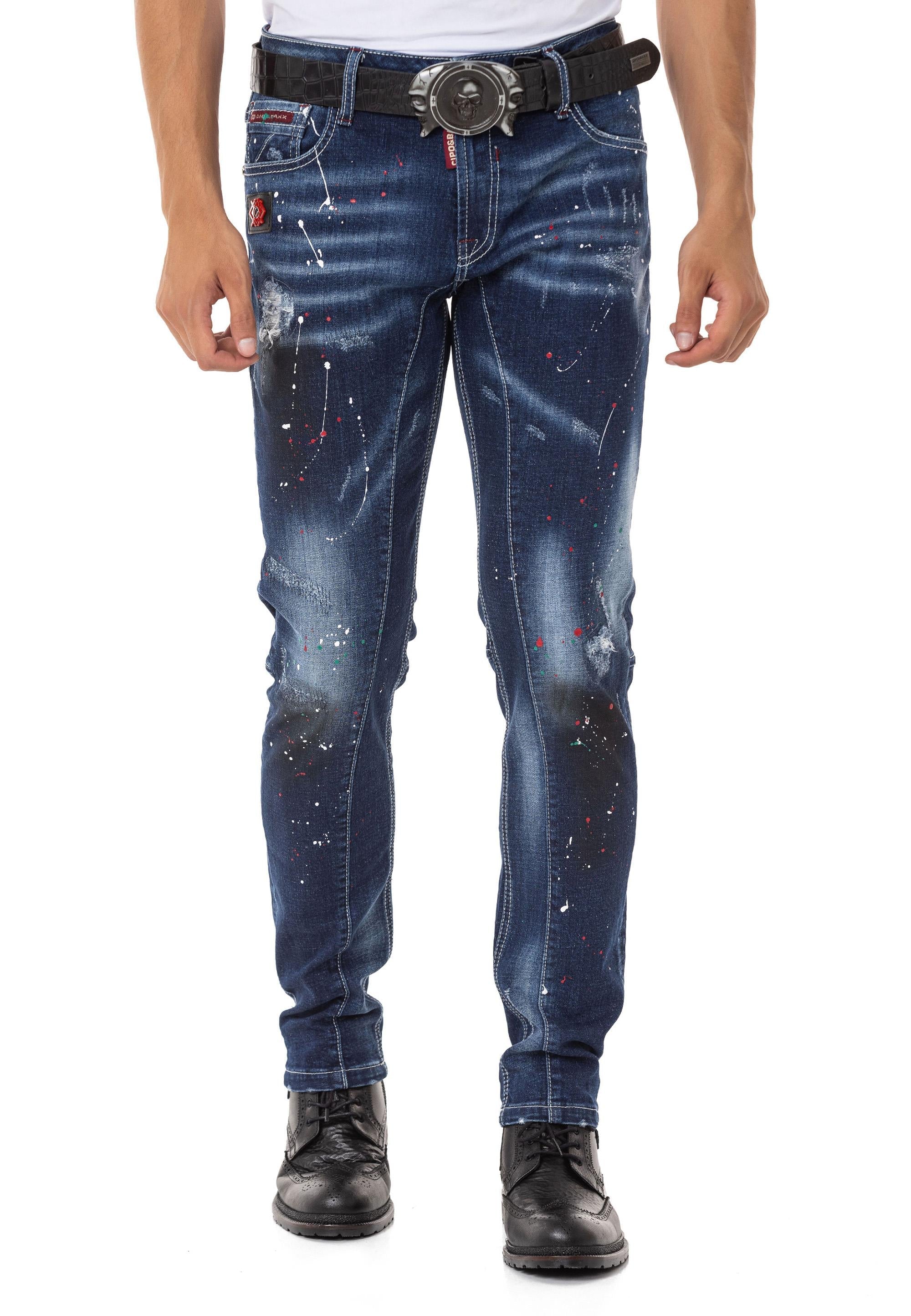 CD783 Spray Paint Detail Men's Jeans