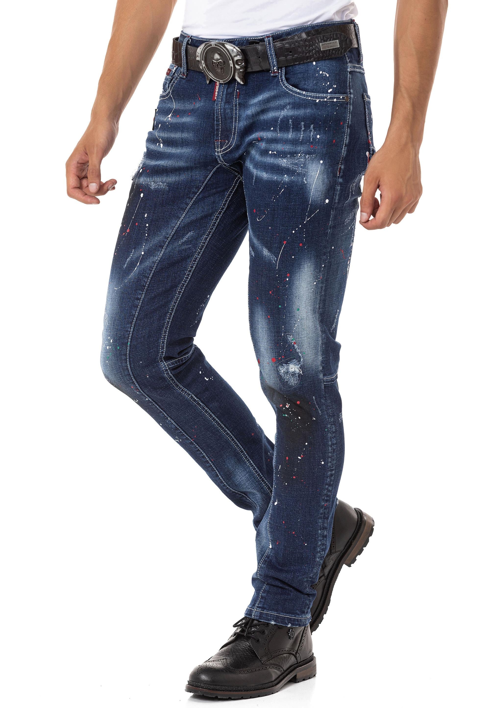 CD783 Spray Paint Detail Men's Jeans