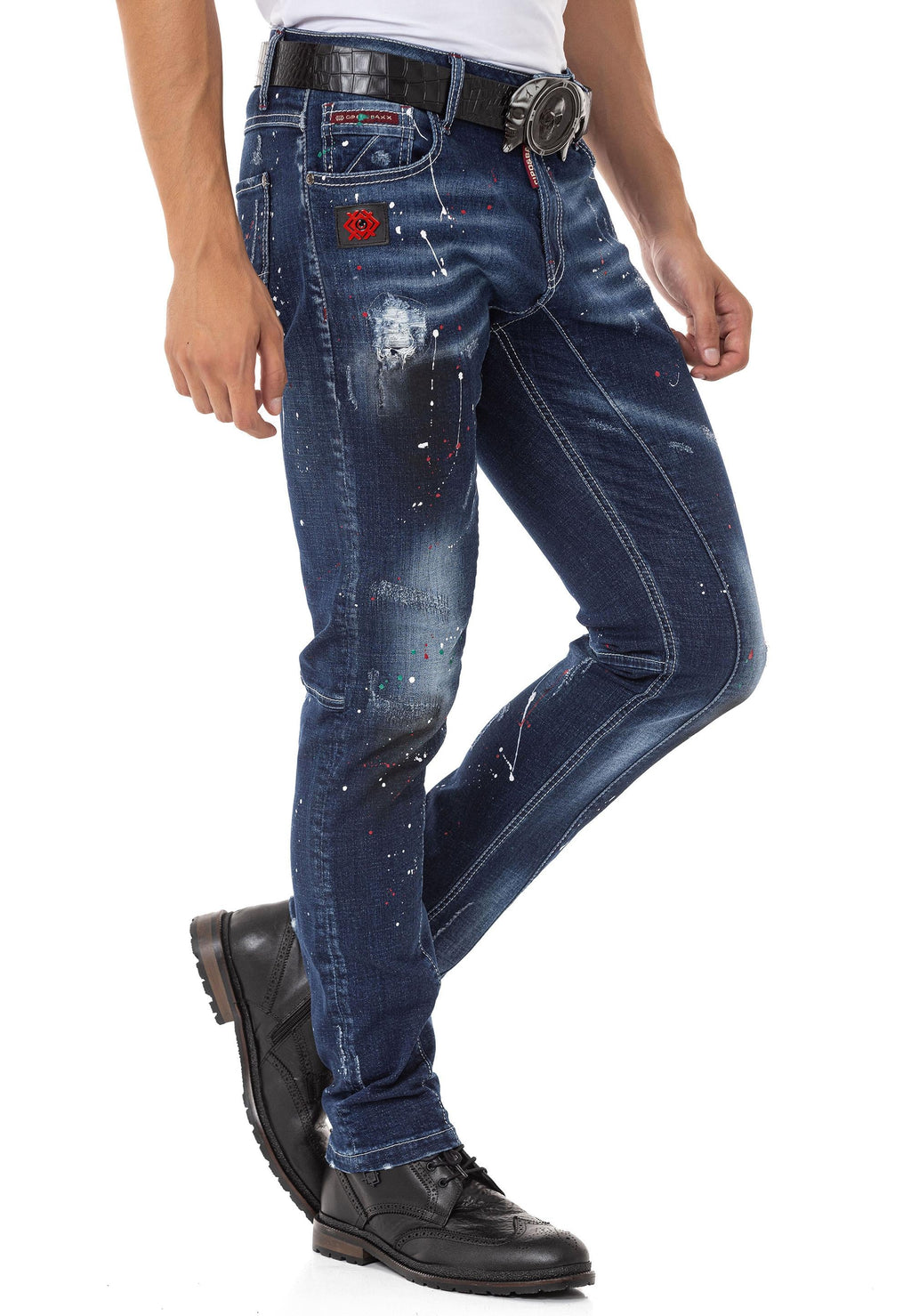 CD783 Spray Paint Detail Men's Jeans