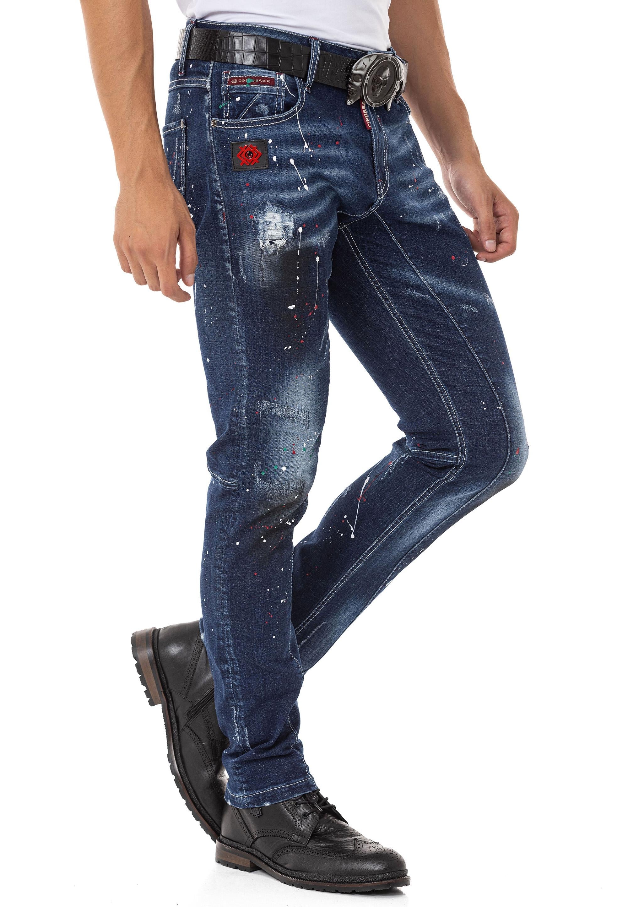 CD783 Spray Paint Detail Men's Jeans