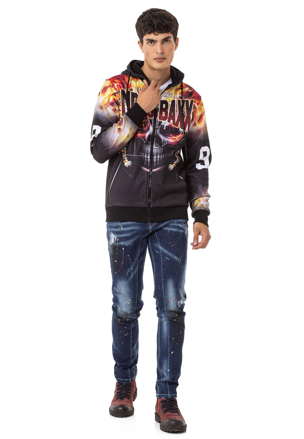 CD783 Spray Paint Detail Men's Jeans