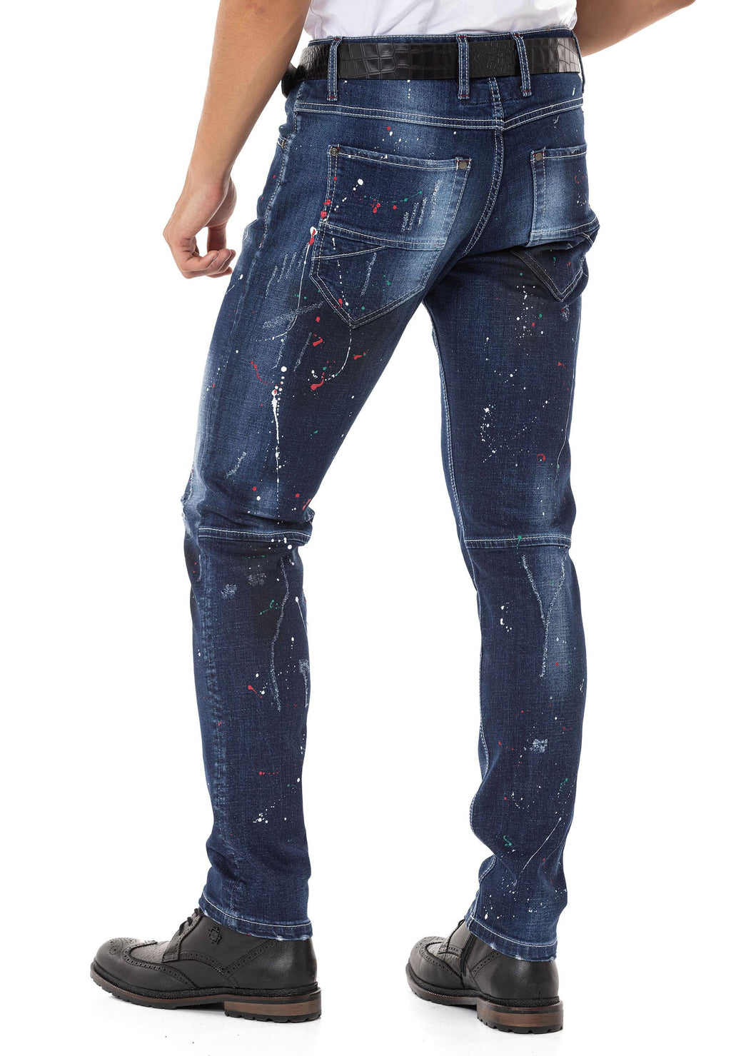 CD783 Spray Paint Detail Men's Jeans