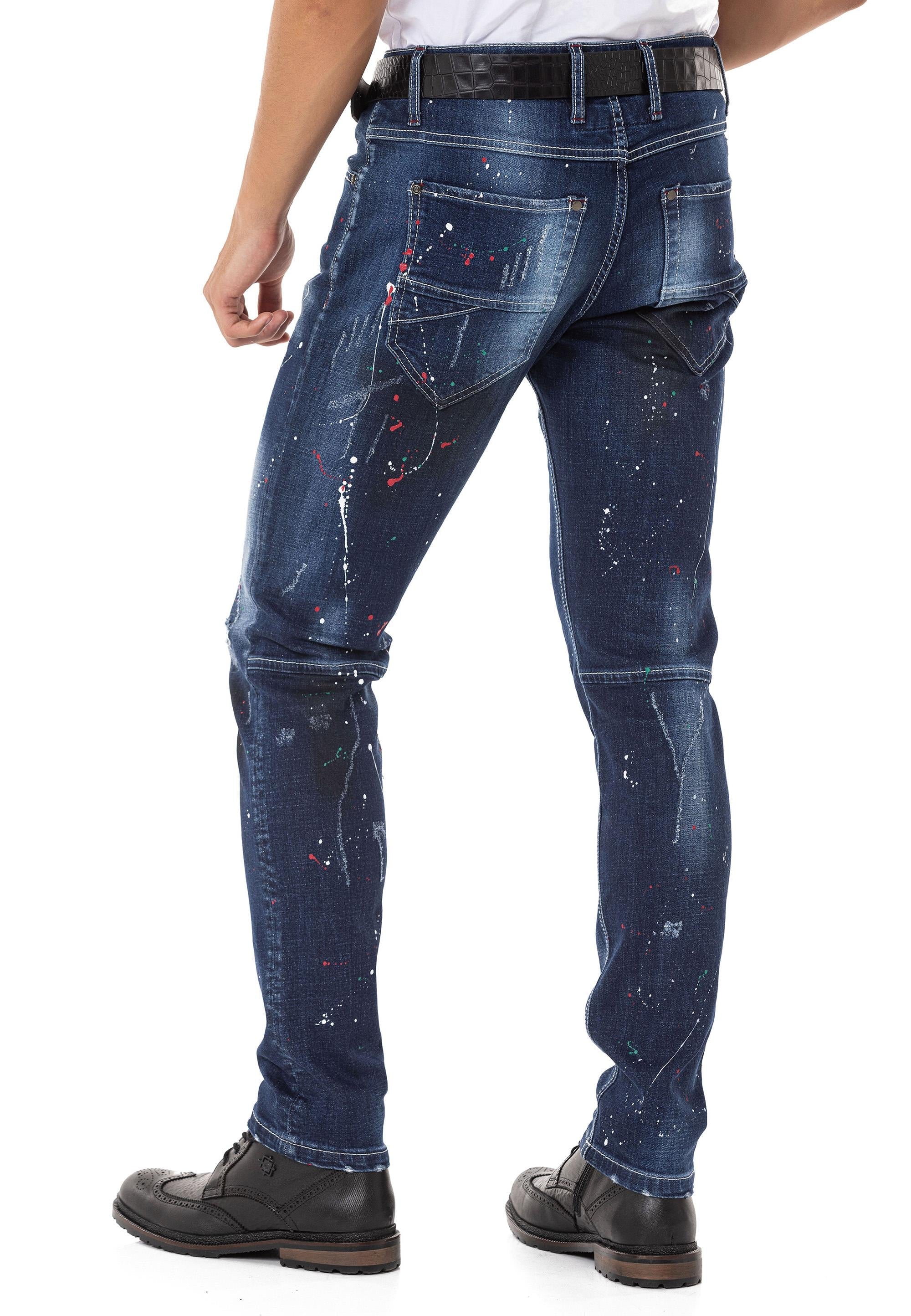 CD783 Spray Paint Detail Men's Jeans