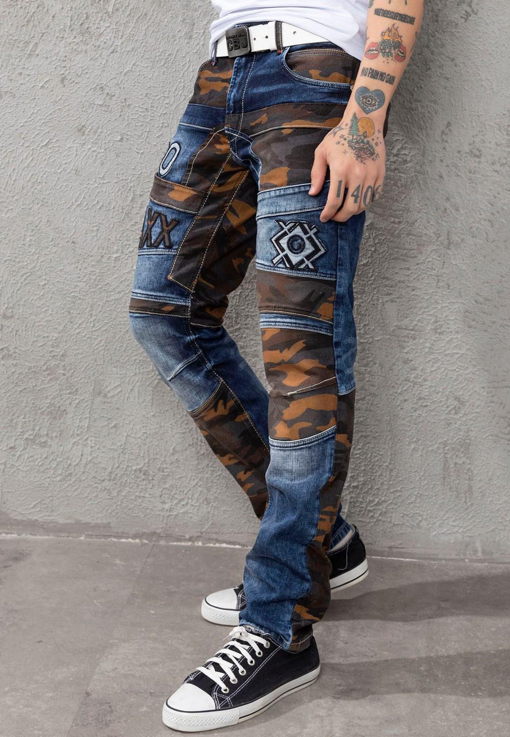 CD859 Camo Paneled Men's Jeans
