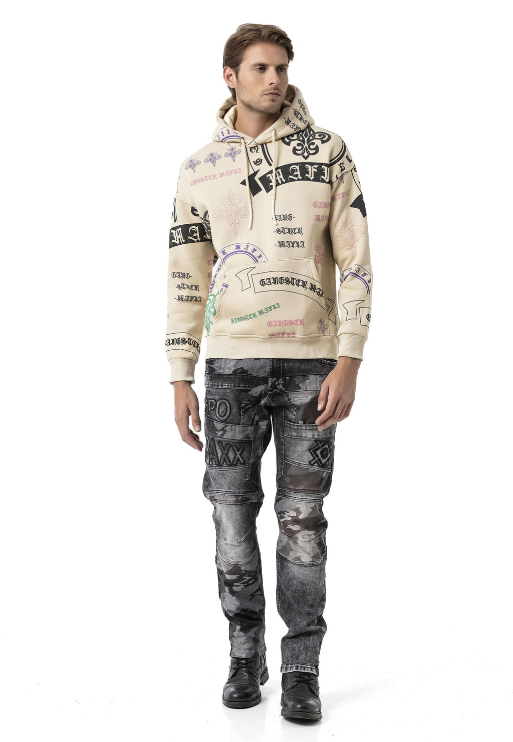 CD859 Camo Paneled Men's Jeans
