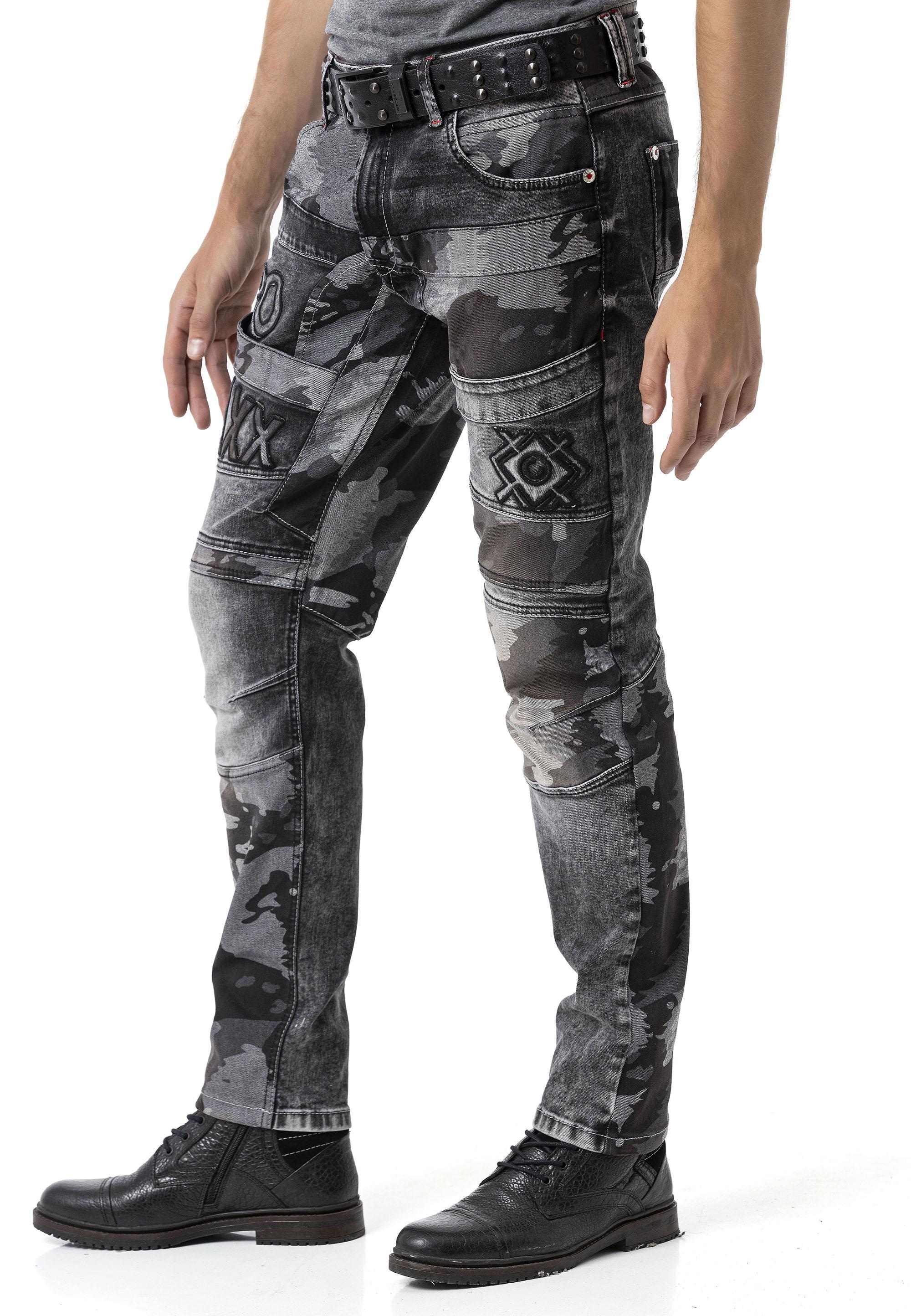 CD859 Camo Paneled Men's Jeans
