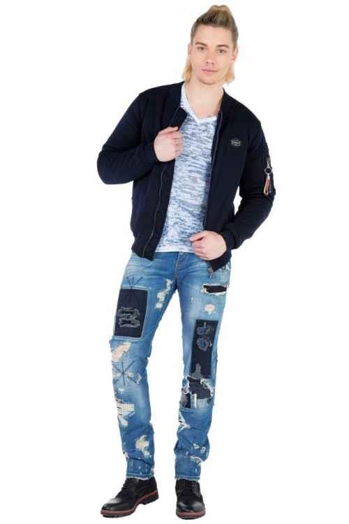 CJ151 Varsity Collar Zip Cropped Men's Jacket