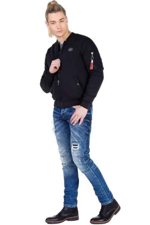 CJ151 Varsity Collar Zip Cropped Men's Jacket