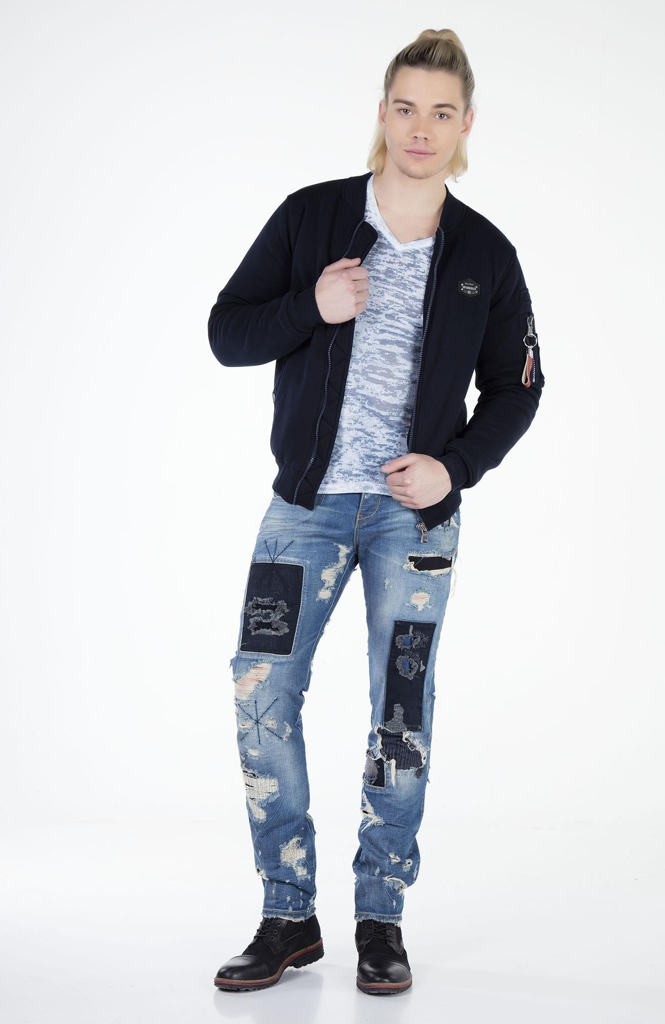 CJ151 Varsity Collar Zip Cropped Men's Jacket