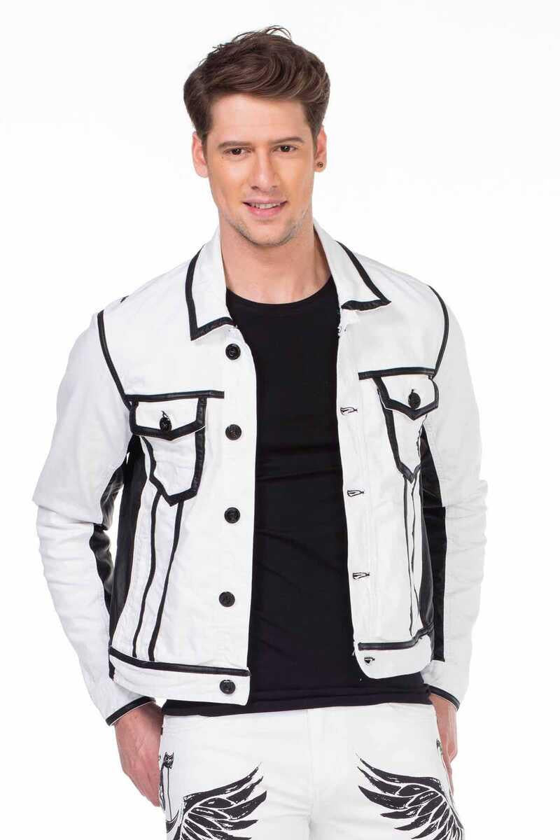 CJ213 Skull Print Men's Biker Jacket