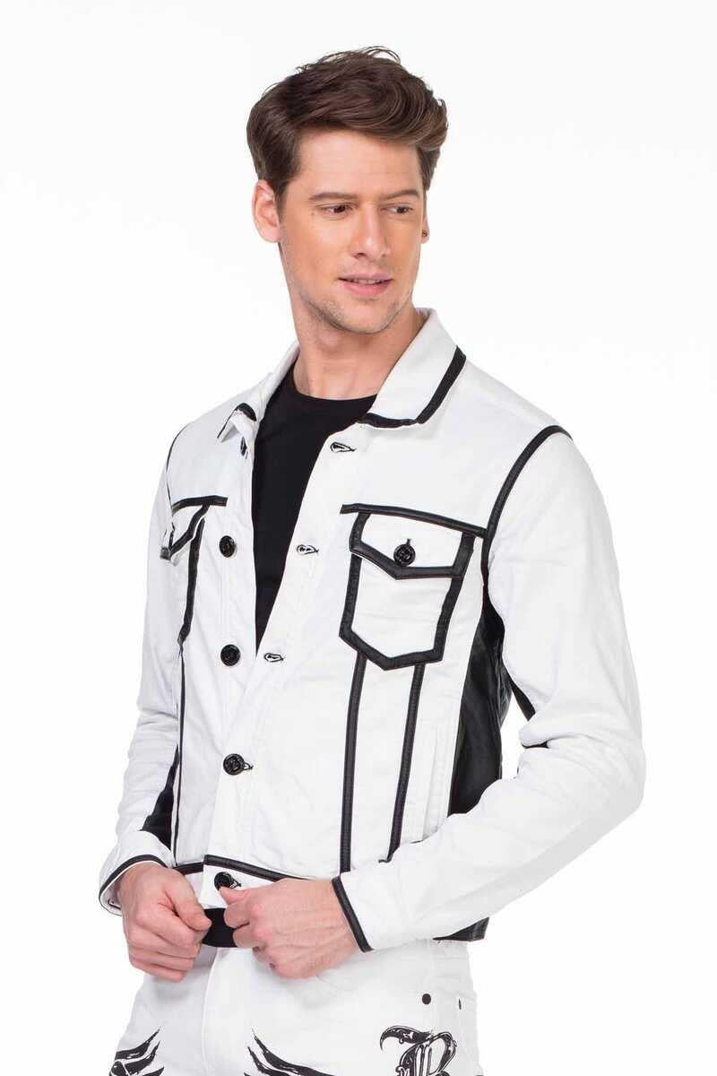 CJ213 Skull Print Men's Biker Jacket