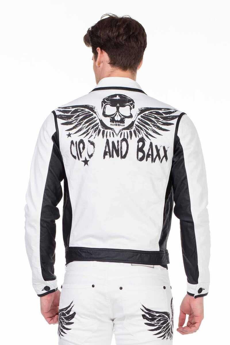 CJ213 Skull Print Men's Biker Jacket