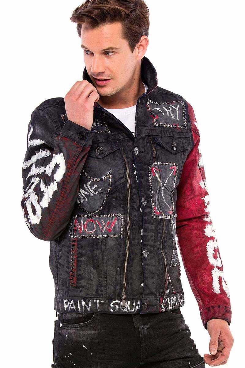 CJ248 Hand-Painted Metal Detail Men's Denim Jacket