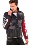 CJ248 Hand-Painted Metal Detail Men's Denim Jacket