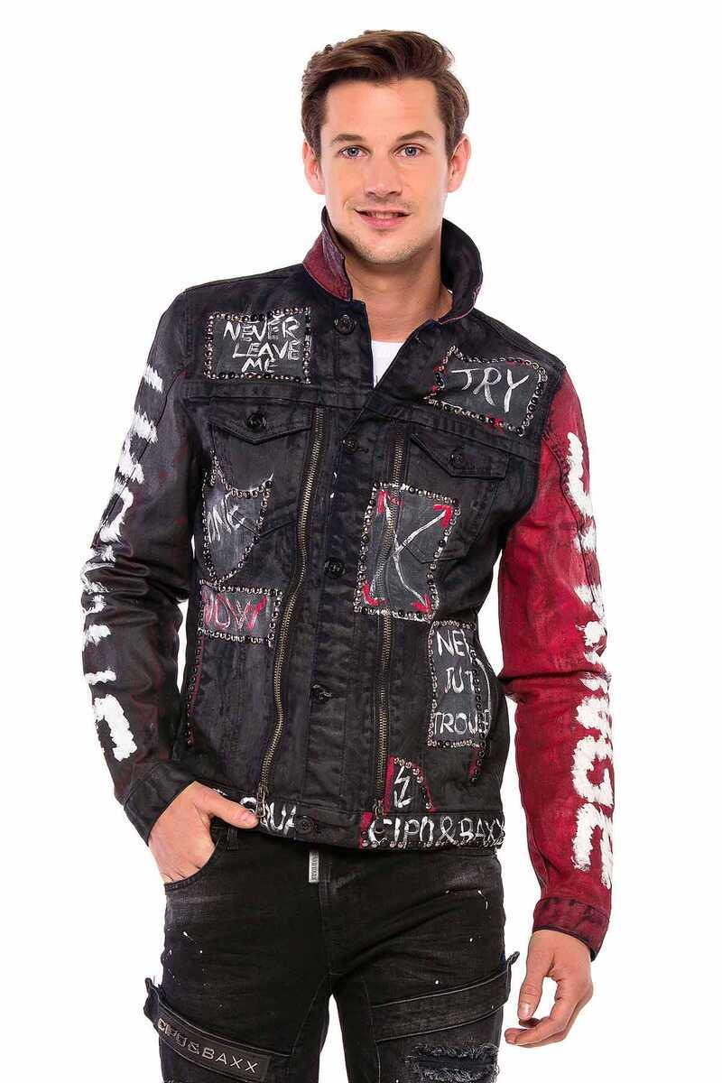 CJ248 Hand-Painted Metal Detail Men's Denim Jacket