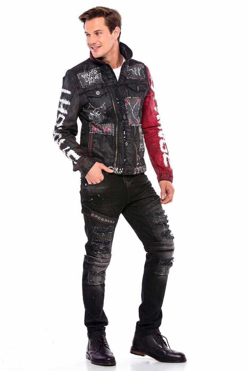 CJ248 Hand-Painted Metal Detail Men's Denim Jacket