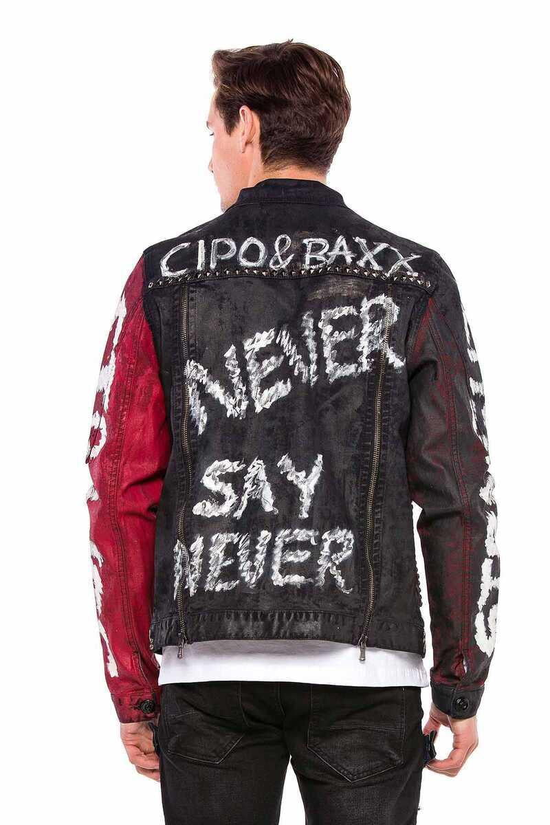 CJ248 Hand-Painted Metal Detail Men's Denim Jacket