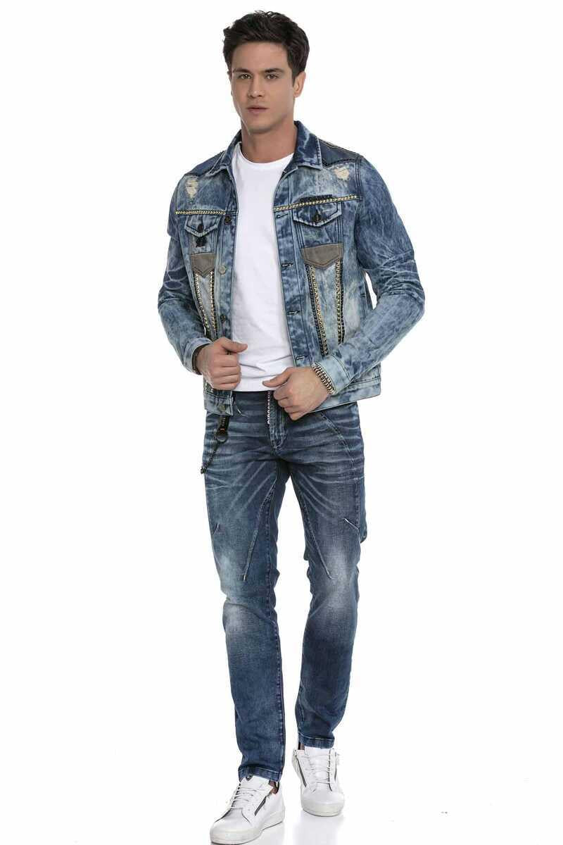 CJ264 Vintage Washed Crest Denim Jacket