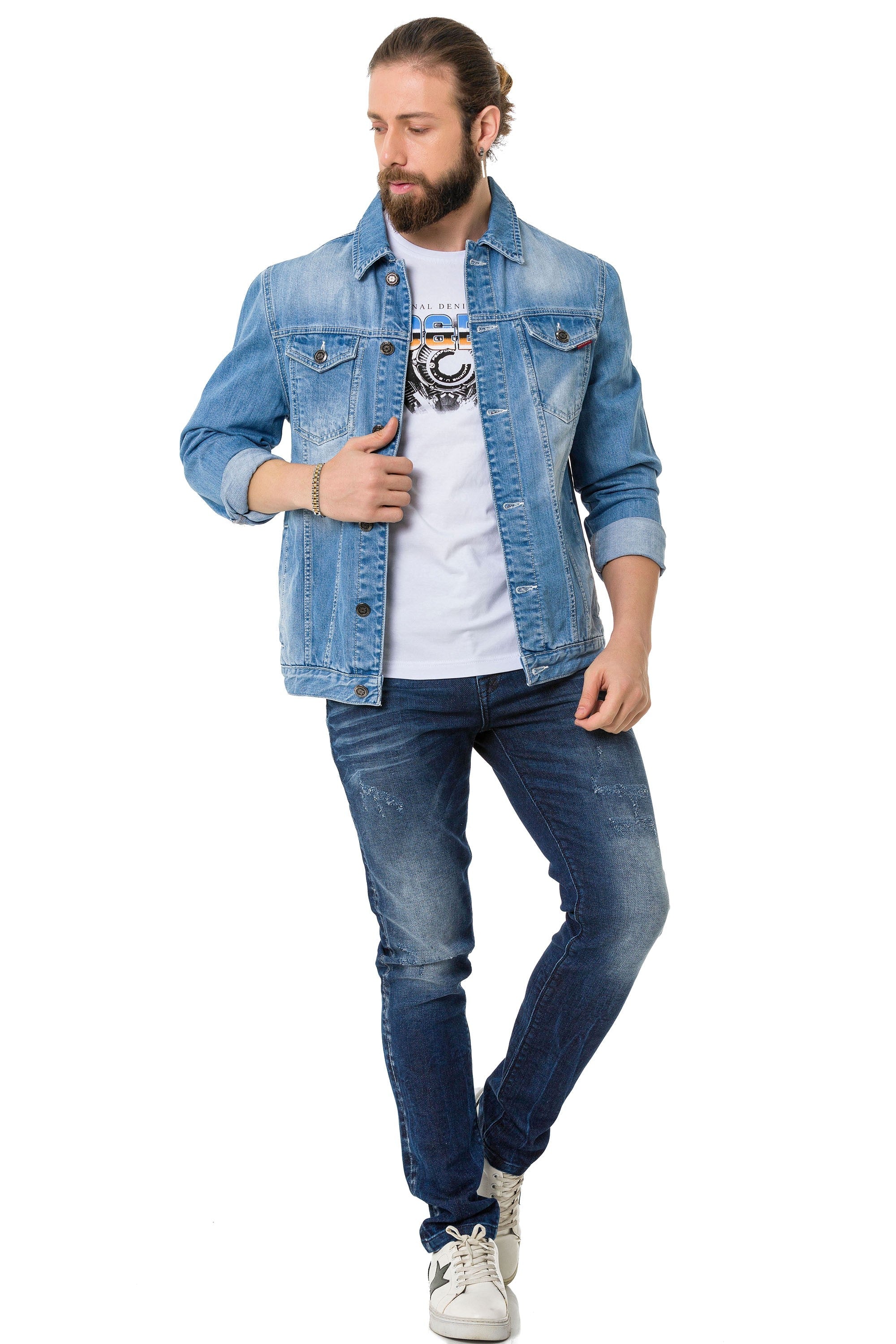 CJ289 Matte Pastel-Tone Men's Denim Jacket