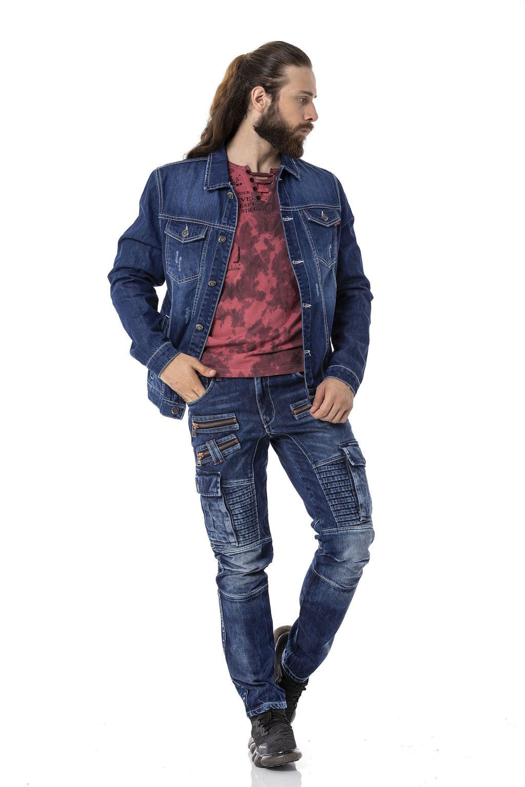 CJ289 Matte Pastel-Tone Men's Denim Jacket