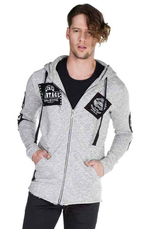 CL240 Appliqué Hooded Long Men's Sweatshirt
