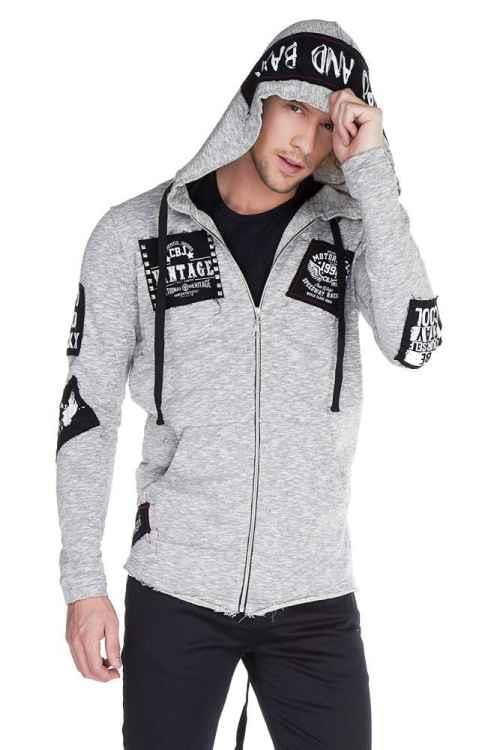 CL240 Appliqué Hooded Long Men's Sweatshirt