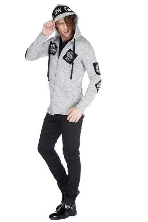 CL240 Appliqué Hooded Long Men's Sweatshirt