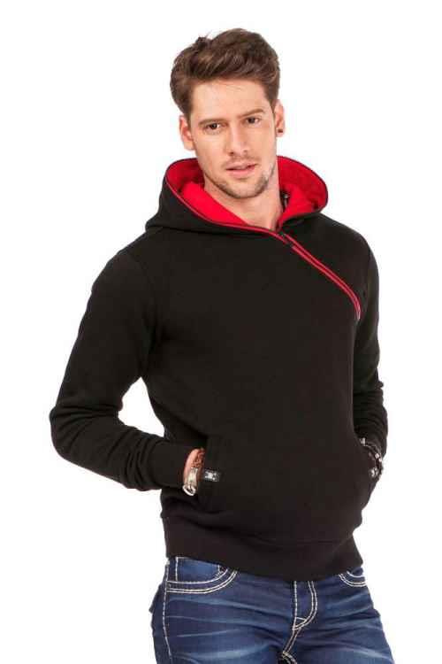 CL329 Hidden Collar Zip Hooded Sweatshirt