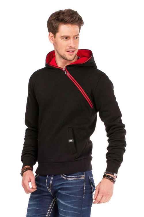 CL329 Hidden Collar Zip Hooded Sweatshirt