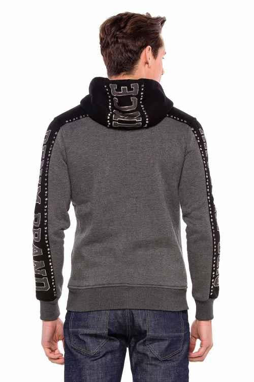 CL381 Metal Drop Stone Hooded Winter Sweatshirt