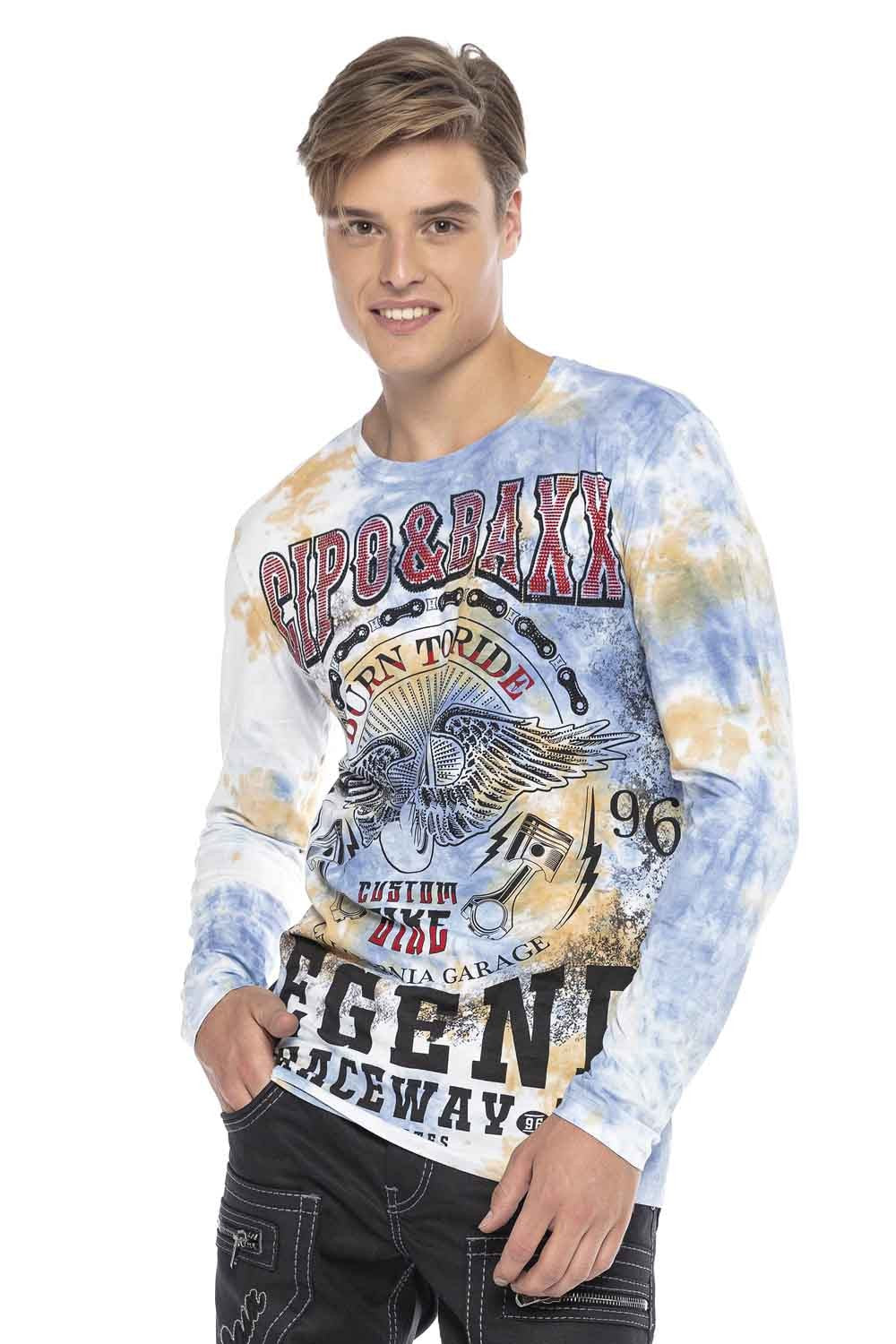 CL410 Biker Style Print Men's Long Sleeve T-Shirt