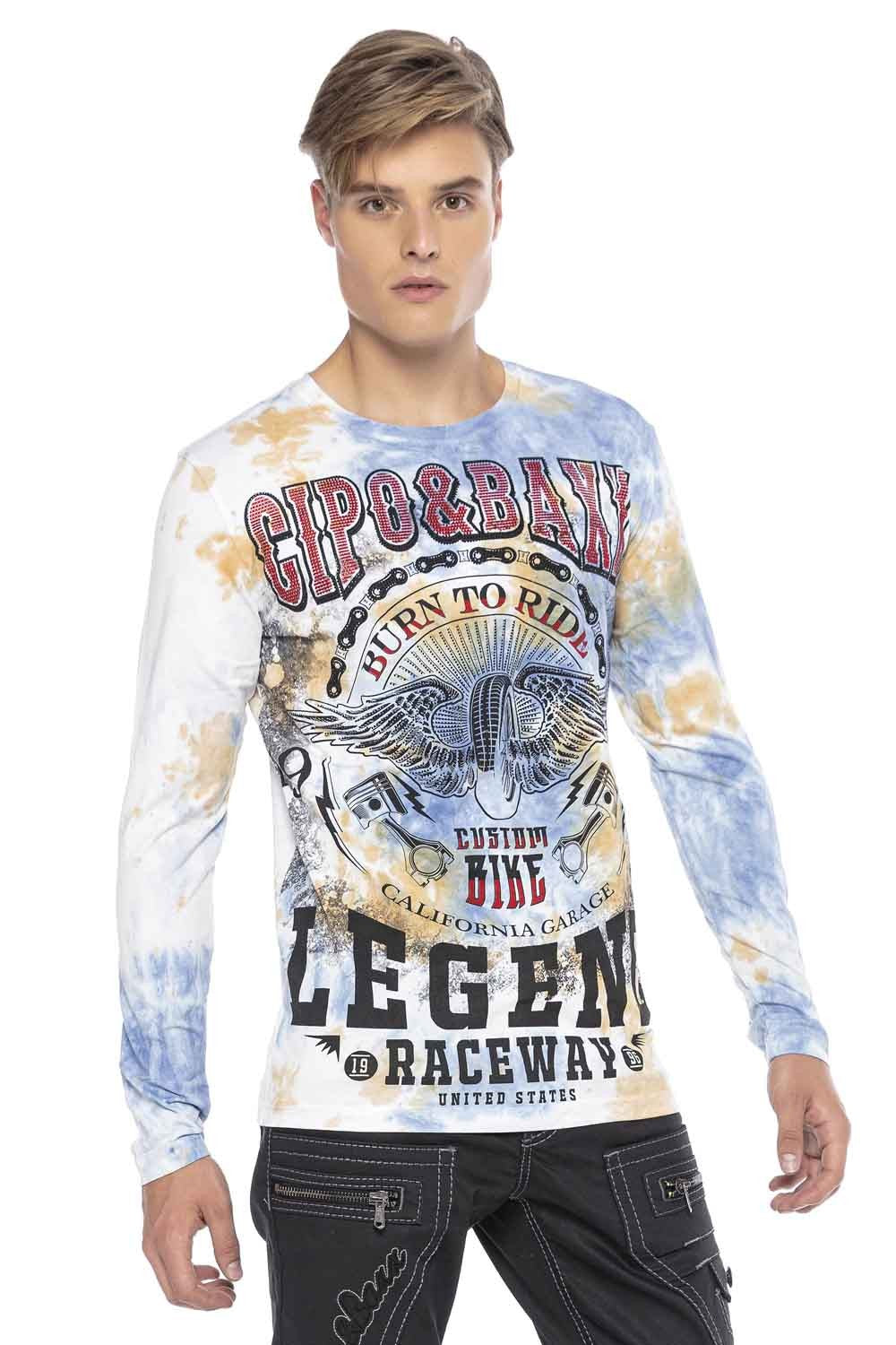 CL410 Biker Style Print Men's Long Sleeve T-Shirt